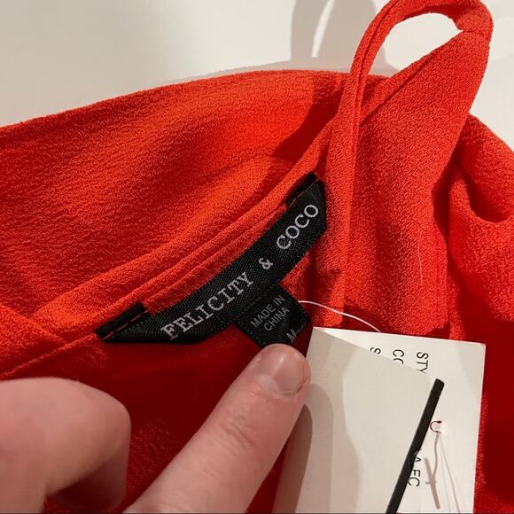 Felicity & Coco Isabella Sleeveless Ruffle V Neck Dress in Fire Coral Size M‎ - Picture 7 of 10